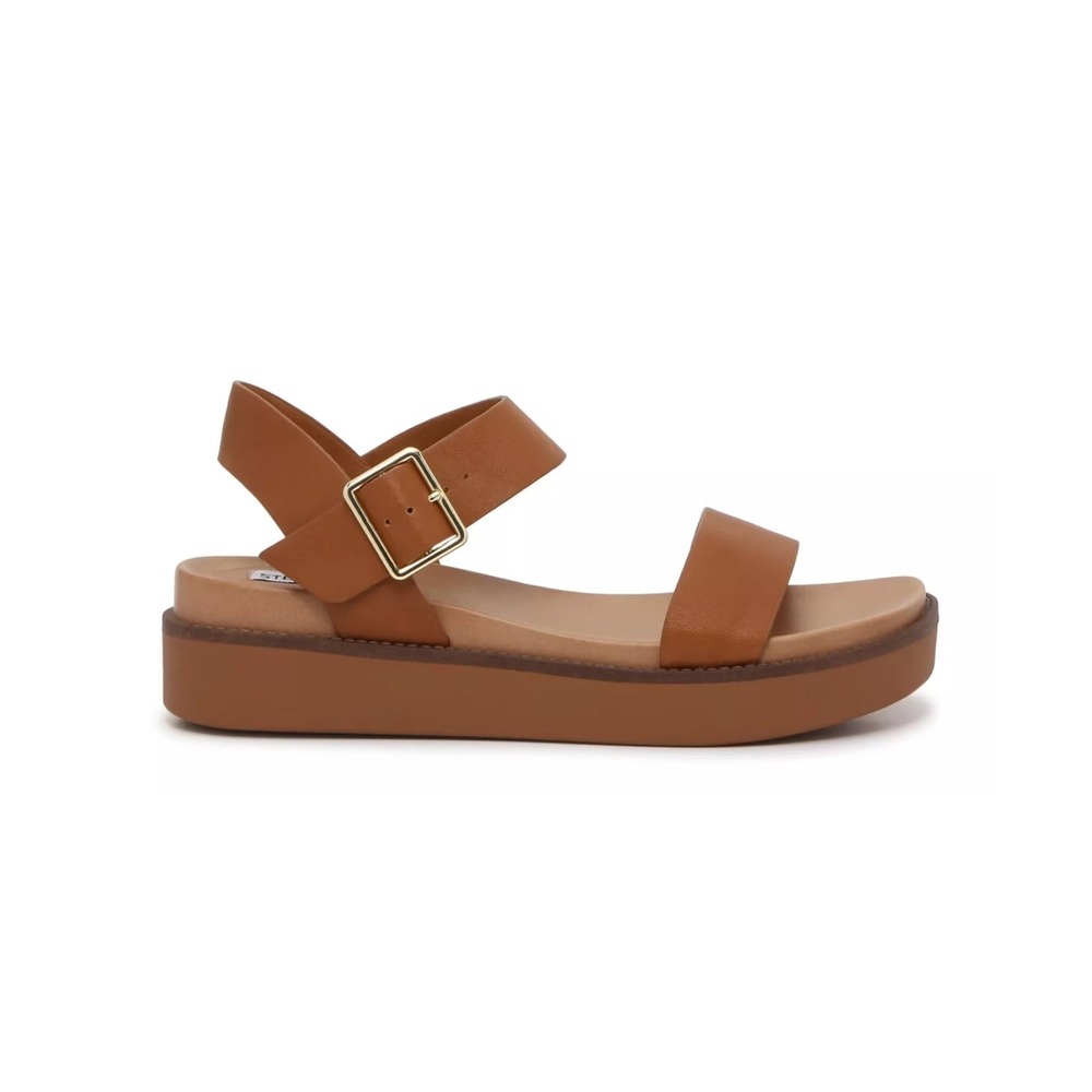 Steve Madden Rileey Platform Ankle Strap Sandals Size 11 Brown Leather Boho